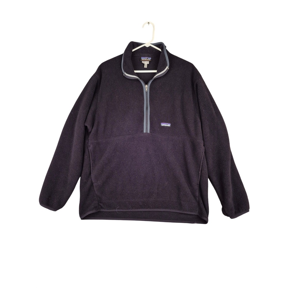 Patagonia Synchilla Fleece Quarter‎ Zip Pullover Mens Large Black 25735 VTG Y2K